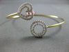 WIDE .73CT DIAMOND 18KT 2 TONE GOLD 3D HEART CRISS CROSS LOVE BANGLE BRACELET