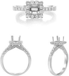 .62CT DIAMOND 14K TWO TONE GOLD 3D CLASSIC ROUND SQUARE FILIGREE ENGAGEMENT RING