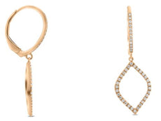 .26CT DIAMOND 14KT ROSE GOLD 3D CLASSIC OPEN TEAR DROP LEVERBACK FUN EARRINGS