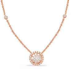 .71CT DIAMOND 14KT ROSE GOLD 3D FLOWER CLUSTER HALO BY THE YARD LOVE NECKLACE