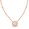 .71CT DIAMOND 14KT ROSE GOLD 3D FLOWER CLUSTER HALO BY THE YARD LOVE NECKLACE