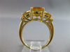 LARGE 8.26CT AAA EF CITRINE 14KT YELLOW GOLD 3D CUSHION 3 STONE FUN RING #27545