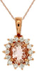 .95CT DIAMOND & AAA MORGANITE 14KT ROSE GOLD 3D FLOWER PRINCESS DIANA PENDANT