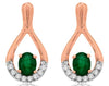 0.82CT DIAMOND & AAA EMERALD 14KT ROSE GOLD 3D OVAL & ROUND FUN HANGING EARRINGS