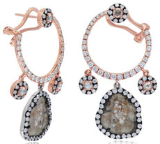 5.17CT WHITE & ICE DIAMOND 18KT ROSE GOLD MULTI SHAPE CIRCULAR CLIP ON EARRINGS