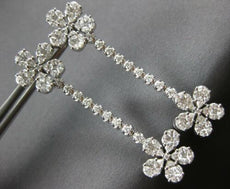 EXTRA LARGE 3.65CT DIAMOND 18KT WHITE GOLD 3D FLOWER CHANDELIER HANGING EARRINGS