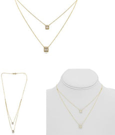 .39CT DIAMOND 14K YELLOW GOLD 3D ROUND & BAGUETTE HALO BY THE YARD LOVE NECKLACE