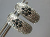 ESTATE 1.23CT WHITE AND BLACK DIAMOND 14KT WHITE GOLD FLOWER FUN HUGGIE EARRINGS