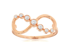 ESTATE .16CT DIAMOND 14KT ROSE GOLD ROUND GRADUATING JOURNEY INFINITY LOVE RING