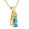1.18CT DIAMOND & AAA BLUE TOPAZ 14KT YELLOW GOLD 3D PEAR SHAPE & ROUND PENDANT