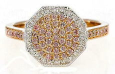.60CT WHITE & PINK DIAMOND 18KT WHITE & ROSE GOLD OCTAGON FILGREE PAVE FUN RING