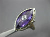 ANTIQUE LARGE 8.03CT OLD MINE DIAMOND & AMETHYST 14KT WHITE GOLD MARQUISE RING