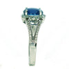1.91CT DIAMOND & AAA CABOCHON SAPPHIRE 18K WHITE GOLD OVAL & ROUND HALO FUN RING