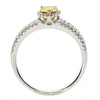 .81CT WHITE & FANCY YELLOW DIAMOND 18K 2 TONE GOLD 3D PEAR SHAPE ENGAGEMENT RING