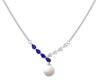 1.13CT DIAMOND & AAA SAPPHIRE & SOUTH SEA PEARL 14KT WHITE GOLD V SHAPE NECKLACE
