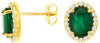 2.48CT DIAMOND & AAA EMERALD 14KT YELLOW GOLD OVAL & ROUND FLOWER STUD EARRINGS