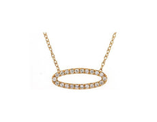 ESTATE .15CT DIAMOND 14KT YELLOW GOLD 3D CLASSIC OPEN SIDEWAY OVAL FUN NECKLACE