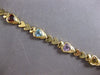 ESTATE WIDE 6CT AAA MULTI GEM 14KT YELLOW GOLD 3D MULTI HEART LOVE BRACELET