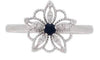 ESTATE .15CT DIAMOND & AAA SAPPHIRE 14KT WHITE GOLD 3D FLOWER FILIGREE FUN RING