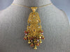 ANTIQUE EXTRA LARGE 5.0CT AAA GARNET & CRYSTAL 22KT YELLOW GOLD PENDANT #27480