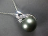 ESTATE LARGE .15CT DIAMOND & AAA TAHITIAN PEARL 14KT WHITE GOLD 3D SWIRL PENDANT