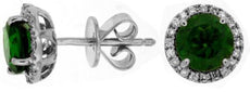 ESTATE 2.16CT DIAMOND & AAA RUSSALITE 14KT WHITE GOLD ROUND HALO STUD EARRINGS