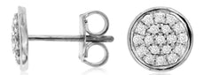 ESTATE .25CT DIAMOND 14KT WHITE GOLD 3D CLUSTER BEZEL FLOWER STUD EARRINGS