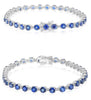 7.99CT DIAMOND & AAA SAPPHIRE 14KT WHITE GOLD 3D ROUND CLASSIC TENNIS BRACELET