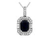 1.87CT DIAMOND & AAA SAPPHIRE 14K WHITE GOLD 3D CUSHION OCTAGON FLOATING PENDANT