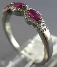 .65CT DIAMOND & AAA PINK SAPPHIRE 14KT WHITE GOLD 3 STONE HALO ANNIVERSARY RING