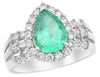 ESTATE 2.88CT DIAMOND & AAA EMERALD 14KT WHITE GOLD CLASSIC HALO ENGAGEMENT RING