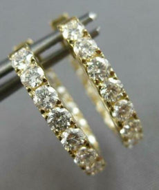 1.45CT DIAMOND 14KT YELLOW GOLD 3D ROUND INSIDE OUT OVAL HUGGIE HANGING EARRINGS