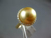 LARGE .32CT DIAMOND & AAA GOLDEN SOUTH SEA PEARL 18KT YELLOW GOLD HALO LOVE RING