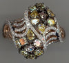 1.96CT WHITE & MULTI COLOR DIAMOND 18KT ROSE GOLD MULTI SHAPE CRISS CROSS RING