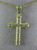 ANTIQUE .30CT DIAMOND 14KT YELLOW GOLD 3D CLASSIC CROSS FLOATING PENDANT #2891
