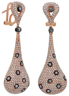 EXTRA LARGE 3.53CT WHITE & ROSE CHOCOLATE FANCY DIAMOND 18KT ROSE GOLD EARRINGS