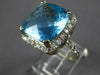 LARGE 10.80CT DIAMOND & AAA BLUE TOPAZ 14KT WHITE GOLD CUSHION & ROUND HALO RING
