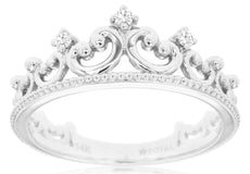 ESTATE .06CT DIAMOND 14KT WHITE GOLD 3D CLASSIC ROUND FILIGREE CROWN FUN RING