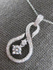 LARGE .52CT DIAMOND 18KT WHITE GOLD SOLITAIRE INFINITY LOVE FUN FLOATING PENDANT