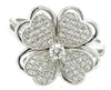 ESTATE .52CT DIAMOND 18KT WHITE GOLD CLASSIC MULTI HEART FLOWER SOLITAIRE RING