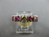 1.05CT FANCY YELLOW DIAMOND & AAA RUBY 14KT WHITE GOLD 5 STONE ANNIVERSARY RING