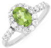 1.32CT DIAMOND & AAA PERIDOT 14KT WHITE GOLD 3D OVAL & ROUND FLOWER LOVE RING