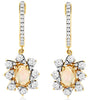 1.22CT DIAMOND & AAA OPAL 14KT YELLOW GOLD ROUND & OVAL FLOWER HANGING EARRINGS