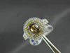 LARGE .71CT WHITE & YELLOW DIAMOND 18K WHITE GOLD 3D SEMI MOUNT ENGAGEMENT RING