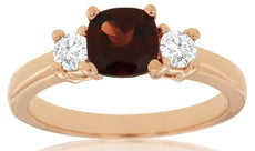 1.50CT DIAMOND & AAA GARNET 14K ROSE GOLD 3D CUSHION & PRINCESS 3 STONE FUN RING