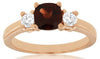 1.50CT DIAMOND & AAA GARNET 14K ROSE GOLD 3D CUSHION & PRINCESS 3 STONE FUN RING