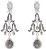 1.23CT MULTI COLOR DIAMOND 18K WHITE & BLACK GOLD 3D CHANDELIER HANGING EARRINGS