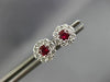 ESTATE .64CT DIAMOND & AAA RUBY 18KT WHITE GOLD 3D CLUSTER FLOWER STUD EARRINGS
