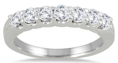.75CT DIAMOND 14K WHITE GOLD CLASSIC ROUND 7 STONE SHARED PRONG ANNIVERSARY RING