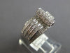 WIDE .80CT DIAMOND 18K WHITE GOLD 3D MULTI ROW ROUND & PRINCESS SWIRL FUN RING